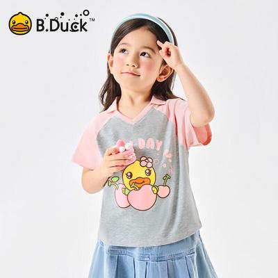 Детская футболка с коротким рукавом и мультяшным принтом B.Duck для девочек