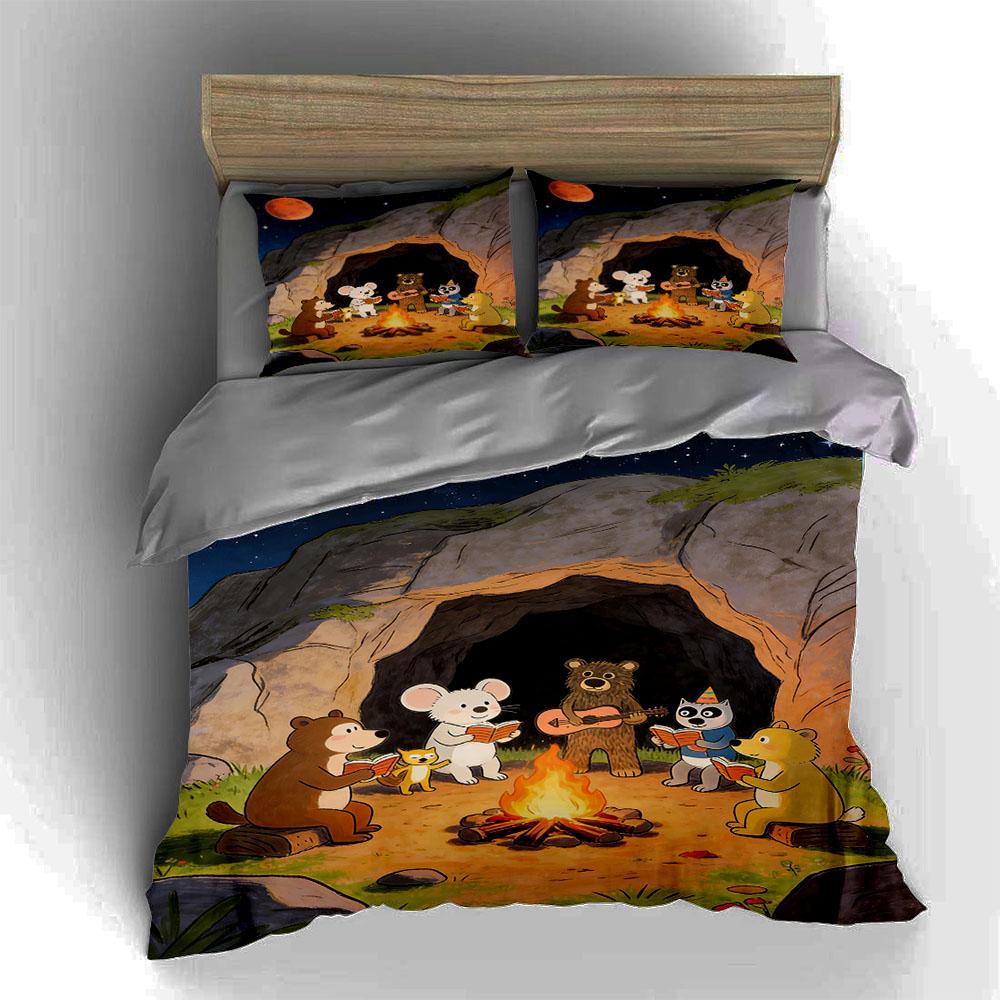 Campfire, animals, cave. Bedding Duvet cover sets Duvet covers Pillowcases gifts (1 * Duvet Cover 2 * Pillowcases, without duvet insert)