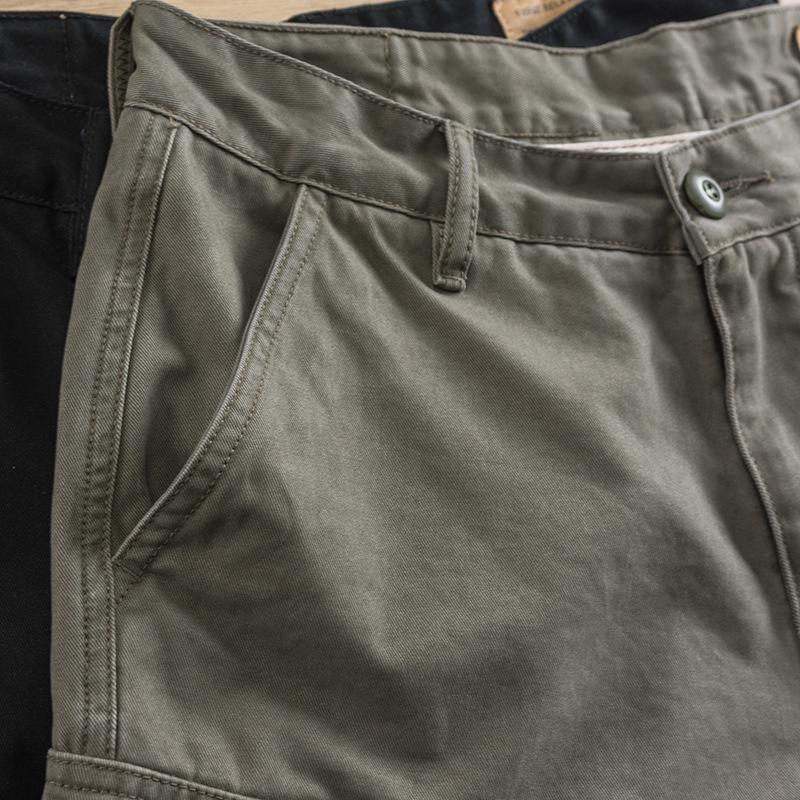 Мужские повседневные рабочие шорты цвета хаки в стиле ретро с несколькими карманами