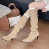 High Heels Women's Long Boots Elegant Pointed Toe Shoes Knee High  Fashion Pumps Chelsea Boots New Pumps Dress Ladies Boots