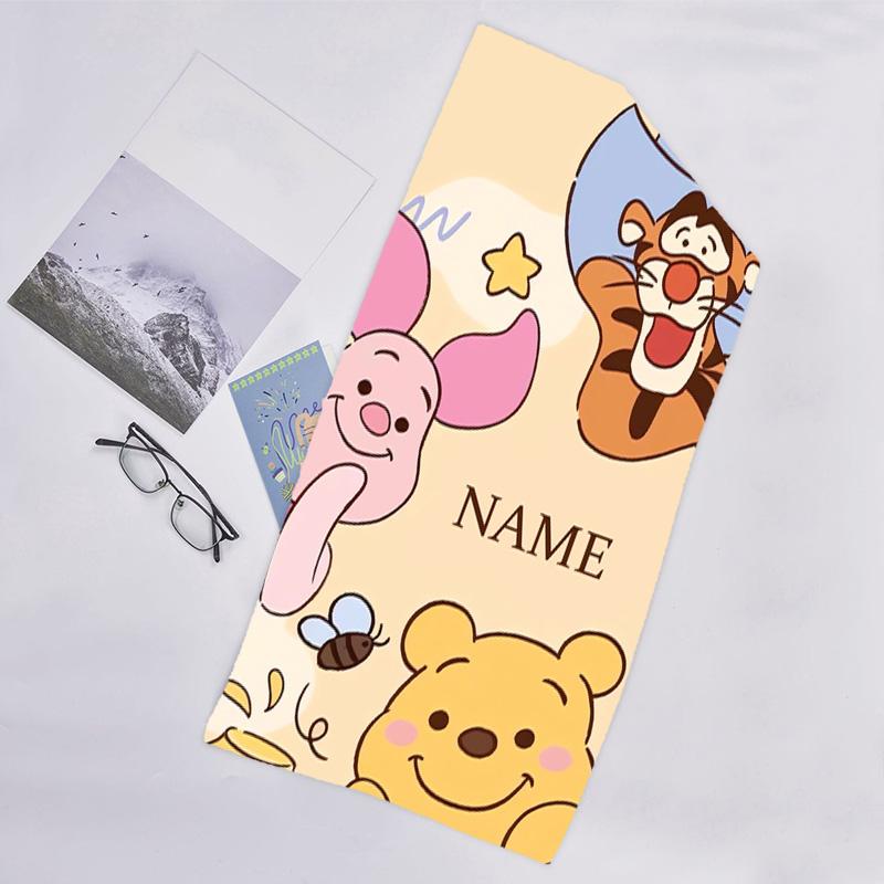 1pc Winnie2 Beach Towel with Custom Name, Beach/Swimming/Bath/Picnic/Camping Towel, Suitable for Seaside Beaches