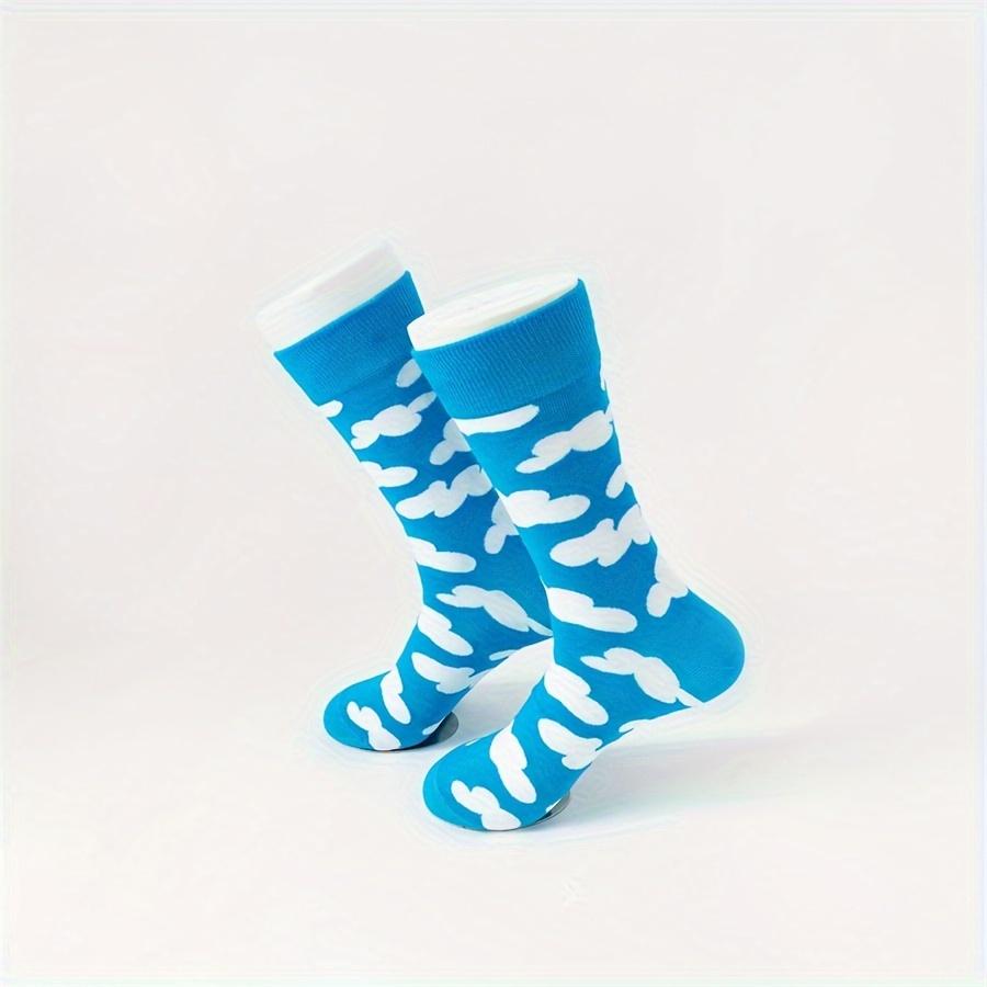 1 пара новых мужских носков с рисунком «белые облака» на осень и зиму