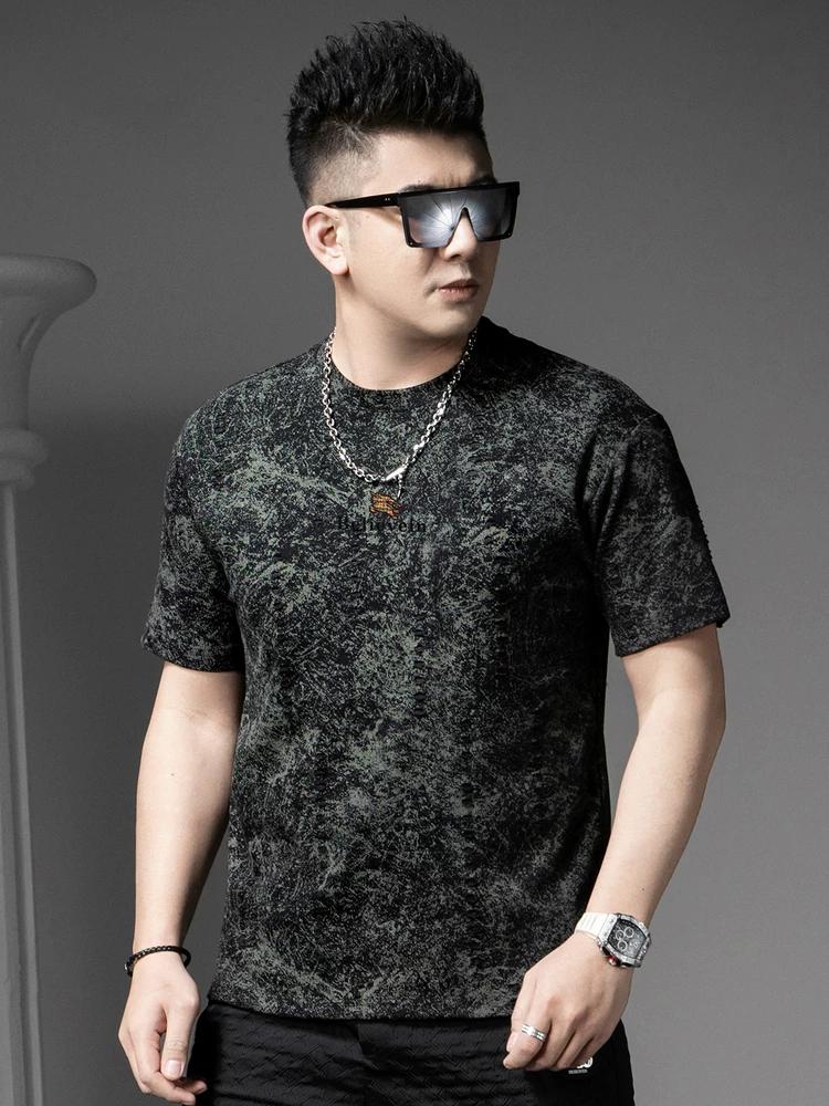 European Goods Summer Loose Short sleeve T-shirt Men's 2025 New High Sense Print Half Sleeve T-shirt Casual Top Men
