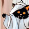 Halloween Ghost Suncatcher Colorful Dog/Cat Pattern Window Hanging Ornament with Pumpkin 2D Acrylic Suncatcher for Halloweens Decor Cat Lovers Gift