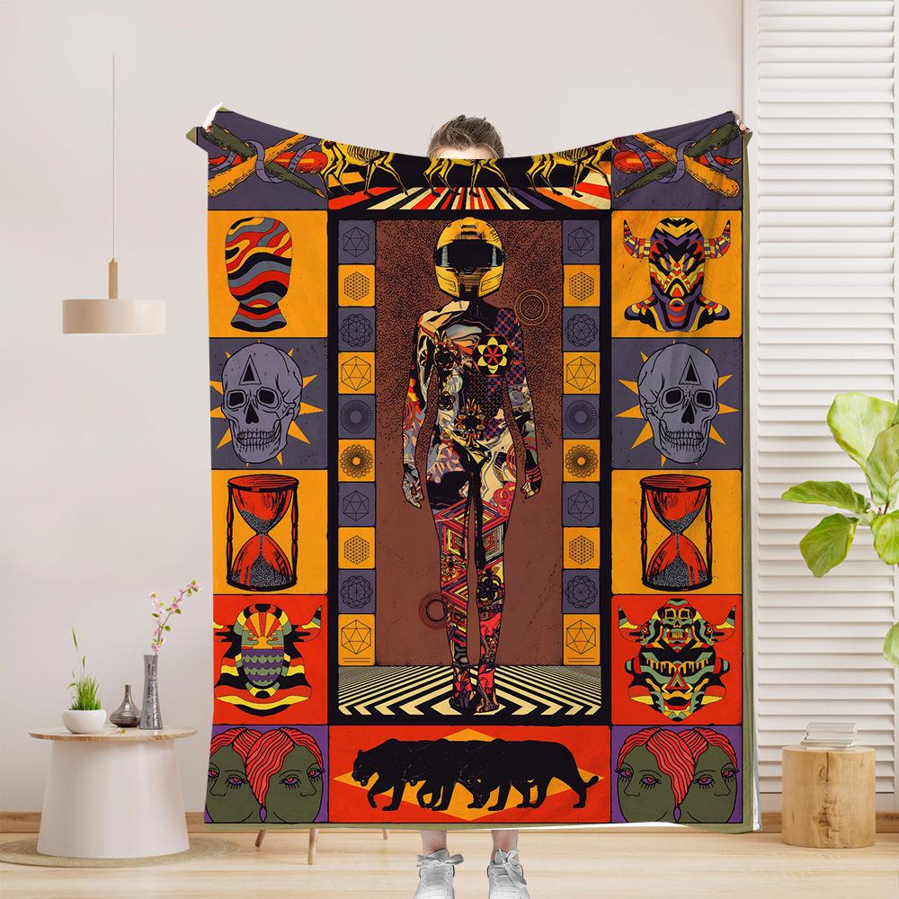 Cartoon Element Series Printed Blanket for Sofa Bed Travel Camping Living Room Office Conditioning Blanket for All Seasons Gifts