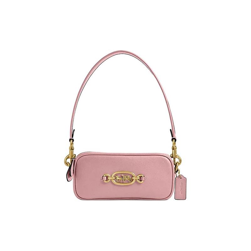 COACH Avery 20 metal solid color logo zipper closure cow leather hand crossbody shoulder bag small size women's soft pink