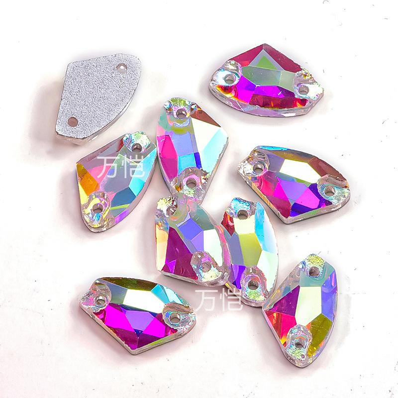 Стеклянная дрель с плоским дном для ручного шва, белая, Ab, двойное отверстие, капля воды, конский глаз, спутниковая плоская пряжка, сделай сам, ювелирные изделия, аксессуары для багажа, стразы