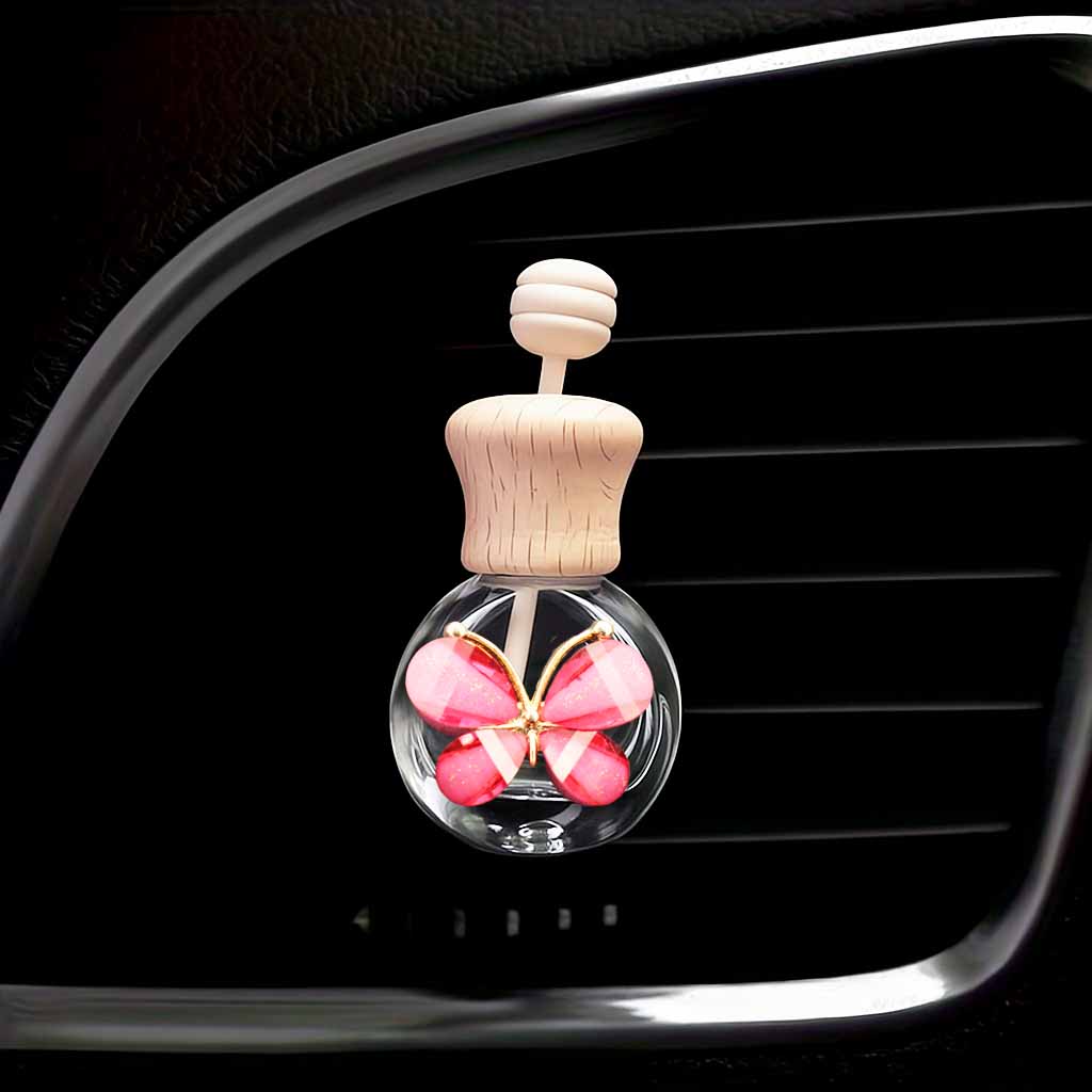 1Pc Car Butterfly Glass Bottle, Reusable Car Essential Oil Diffuser, Empty Glass Bottle Pure Decoration Car Accessories