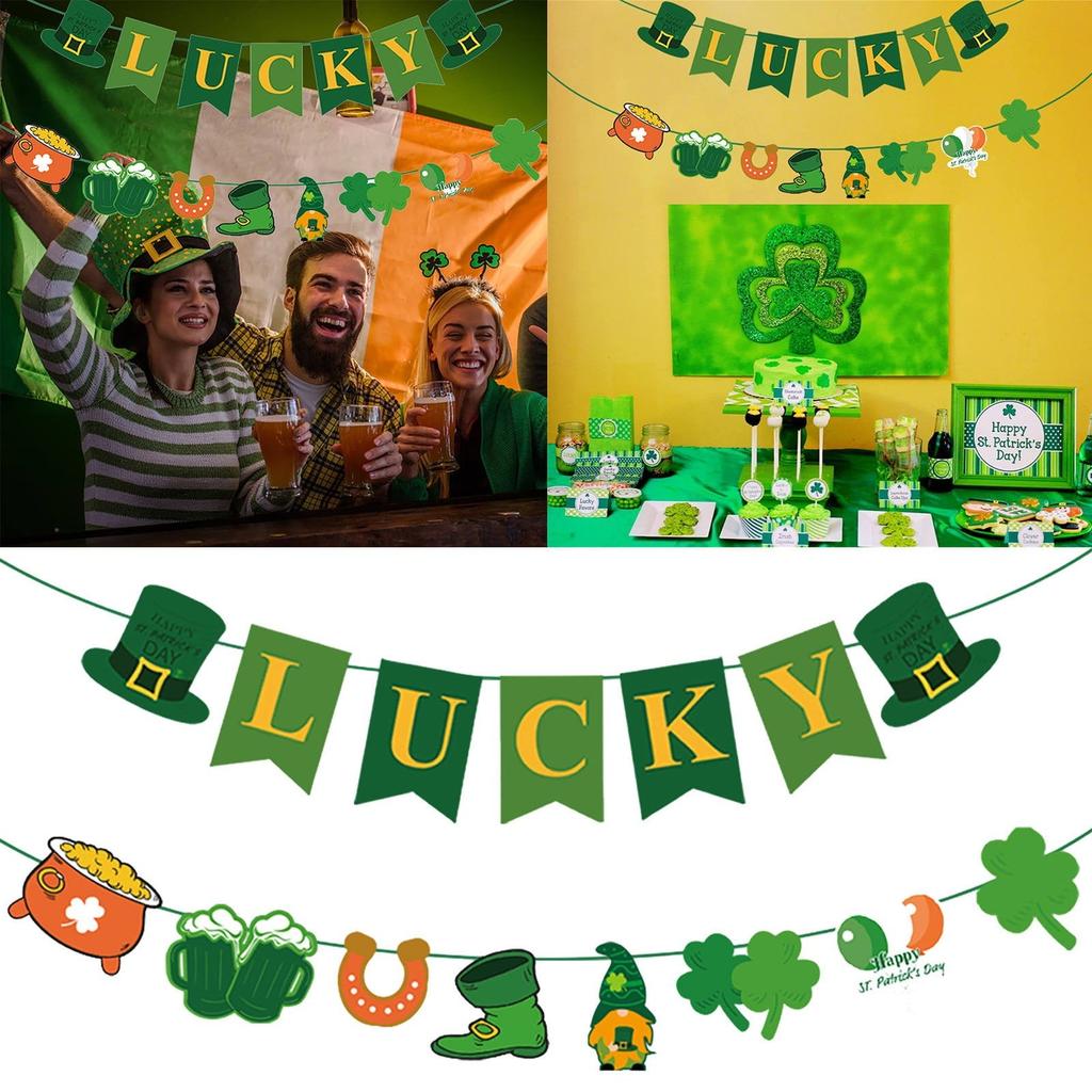 St Patricks Day Party Supplies St. Patricks Day Decorations Felts Ornament Garland Banner Flag Irish Party Hanging Decoration St Patrick's Day Party