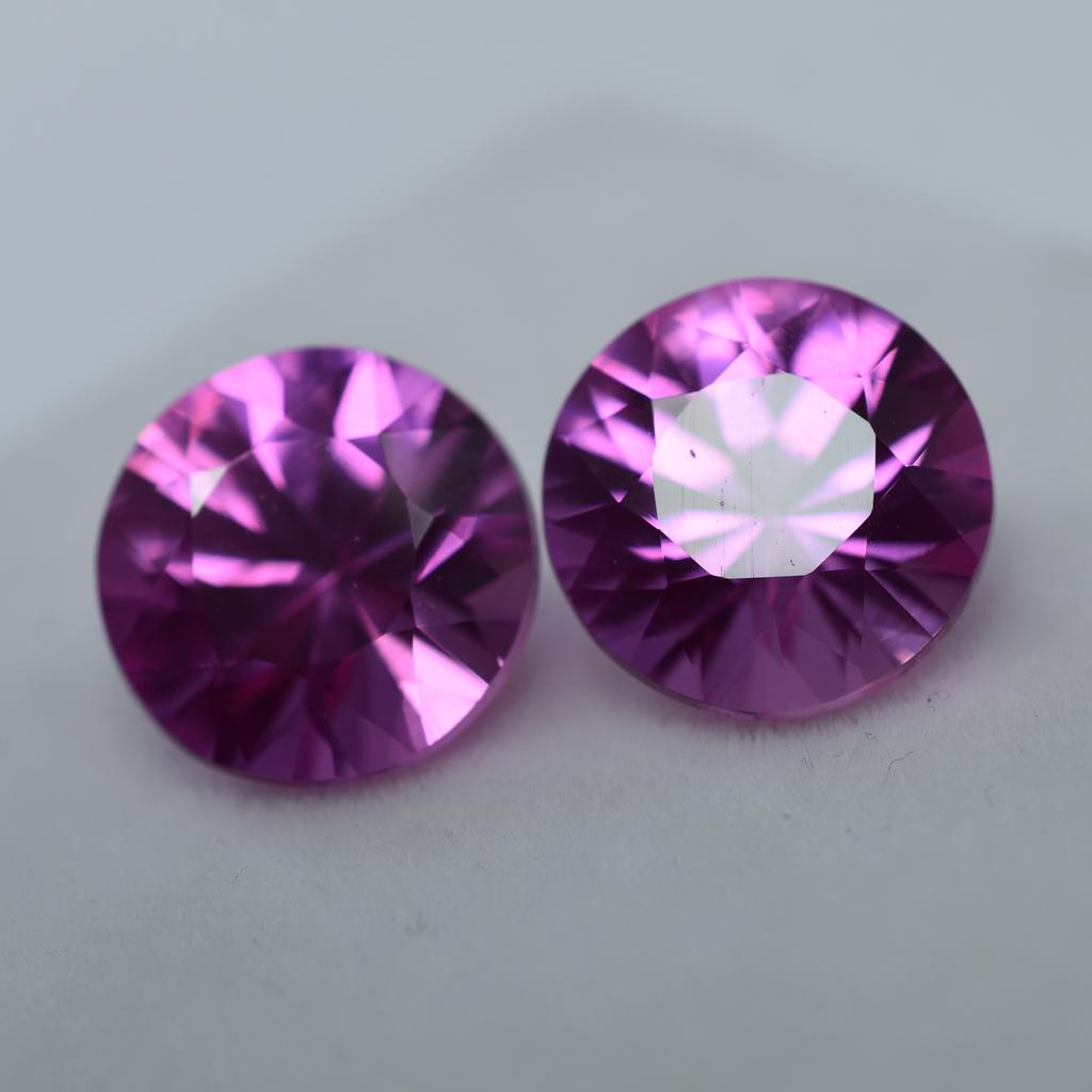 19 Ct Natural Pink Sapphire Round Cut CERTIFIED Ceylon Loose Gemstone Pair