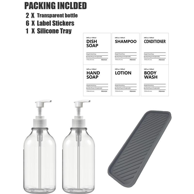 500 мл Прозрачный дозатор шампуня и кондиционера для настенного крепления бутылки мыла для душа с этикетками сменные дозаторы для геля для душа для ванной комнаты кухни