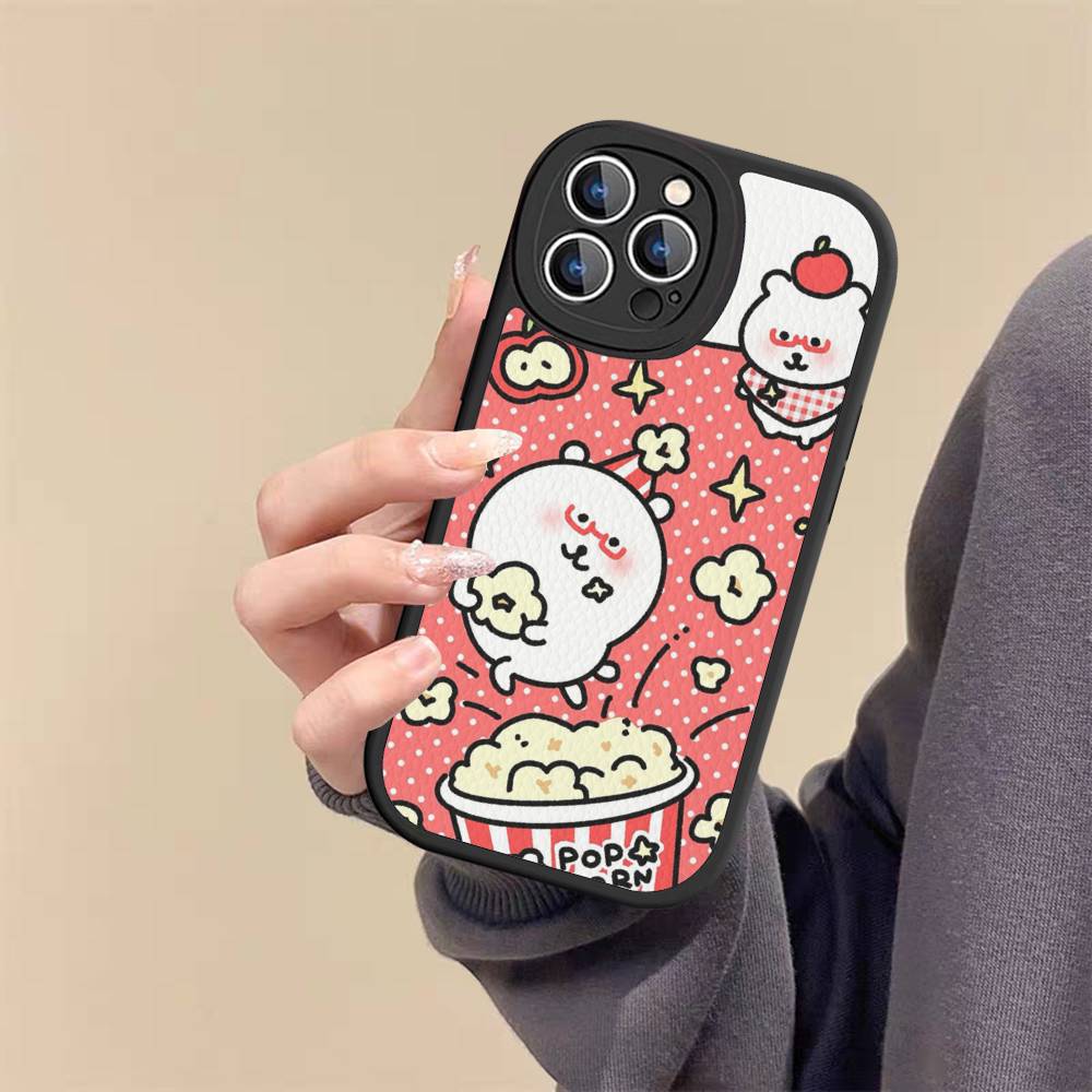 Cute Joke Bear Leather Phone Case For IPhone 16 16e 15 14 13 12 11 Pro Max Plus Mini Cover