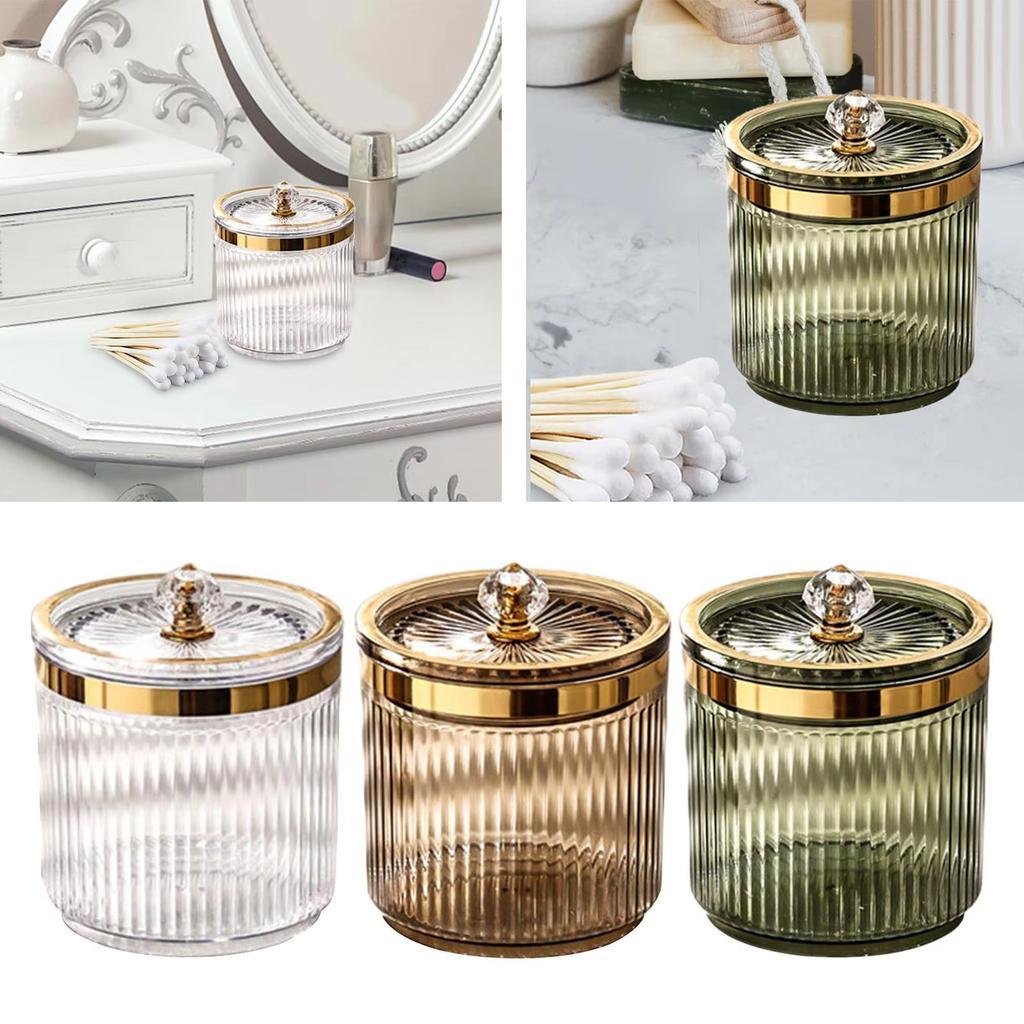 Transparent Toothpick Box Acrylic Makeup Cotton Swab and Pad Holder with Dustproof Lid Bathroom Makeup Tool Holder