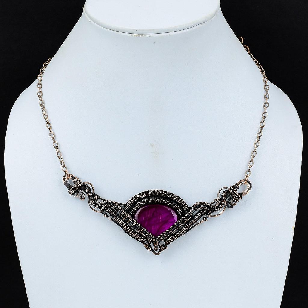 Ожерелье из фиолетового огненного лабрадорита, ожерелье из медной проволоки с драгоценными камнями, регулируемое ожерелье из медной цепочки, ювелирные изделия ручной работы для подарка