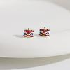 Cartoon Awakened Lion Earrings Good Luck Bell Ear Studs Lion Dance Earrings Set  New Year Gift