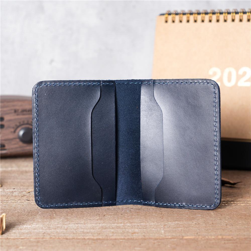 Genuine Leather Card Holder for Men and Women Slim Mini ID Credit Bank Card Case with 5 Card Slots Durable Unisex Leather Card Wallet