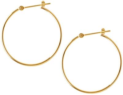 Piena K18 Gold Bullion Hoop Earrings Simple Ring 25mm Толщина Женские (Диаметр 1мм)