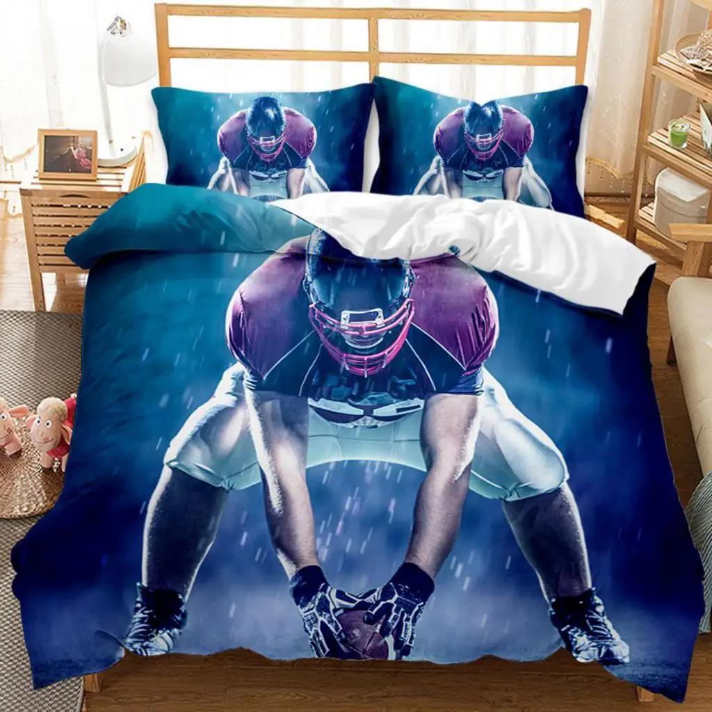 Fire Youth Sports Teens Bedding Set Football Double Queen King Size Polyester Qulit Cover with Football Duvet Cover Set Football Tool