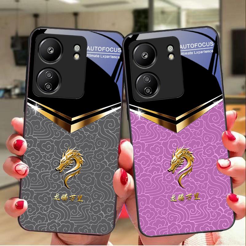 V-образный кран Для Xiaomi Redmi 13C Note13 12 Pro Plus 5G Note 9 13T Pro POCO X6 F5 F6 Черный Чехол из закаленного стекла для телефона