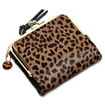 Pisoraro PR241 LEOPARD BROWN Кожаный мини-кошелек с леопардовым принтом и коричневой женской застежкой,