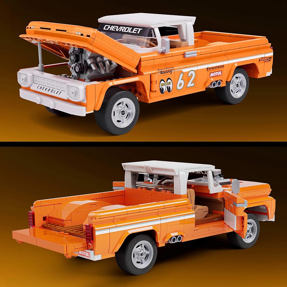 Конструктор Mattel Hot Wheels Elite Series Custom '62 Chevrolet Pickup, 858 деталей, реалистичная детализация, подходит для взрослых и детей от 10 лет.