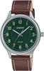 Стандартные кварцевые часы с зеленым циферблатом и темно-коричневым кожаным ремешком, модель Overseas [Casio] мужские MTP-B160L-3BV [Товар]