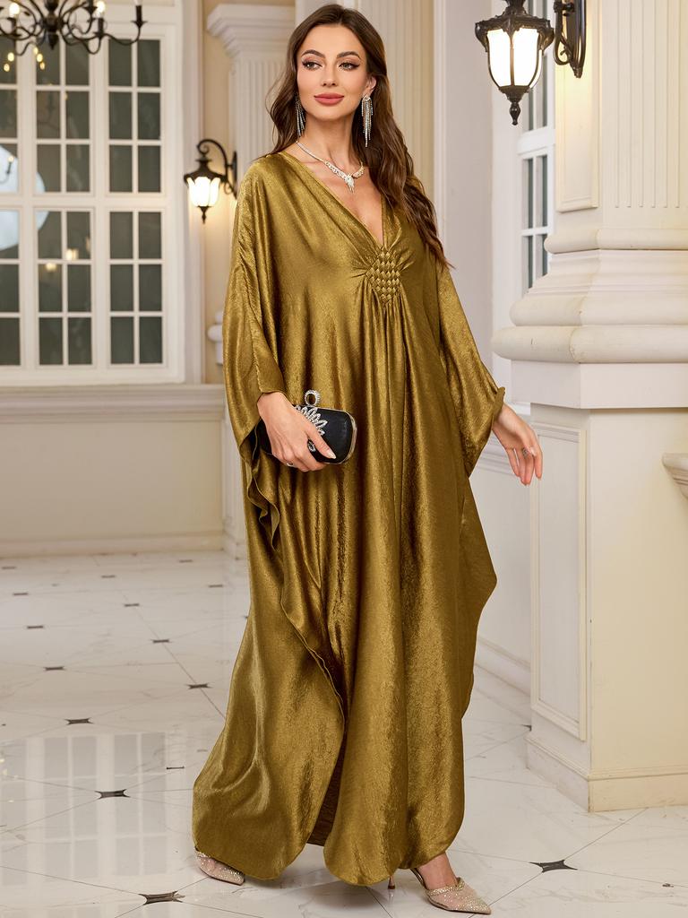 Luxuary Beach Cover Ups Golden Kaftans for Women Bust Hand Woven Maxi Dresses Summer Holiday Bathing Suits