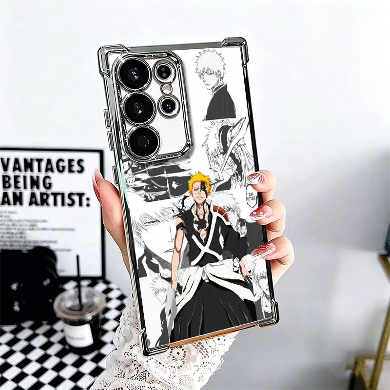 Bleach Anime Ichigo Kenpachi Plating Phone Case For Samsung Galaxy S24 S25 FE S26 Edge S23 Ultra S22 S21 Plus S20 Anti-Fall Aira