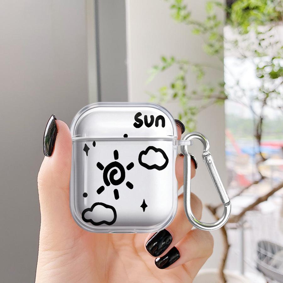 Прозрачные чехлы для наушников Чехол-обложка Для Airpods 2 4 Pro3 Pro 3 Pro2 1 Мультяшные Луна Солнце