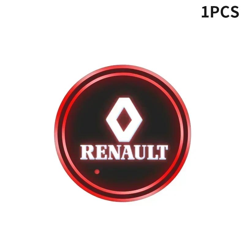 2026 Hot For Renault Hub Caps 1/2pcs Car Coasters with 7 Colors Changing Light For Renault DACIA Scenic Loguna Twingo Symbol Flu