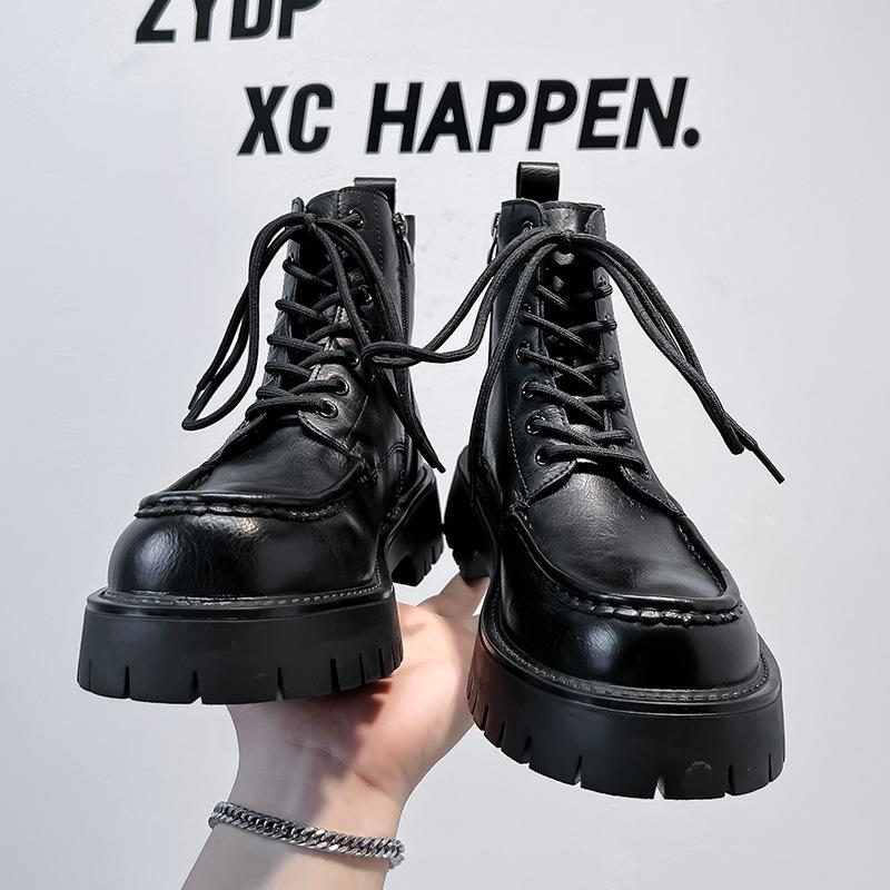 2024 осень новая мода толстый каблук ботинки Мартин мужские короткие рыцарские ботинки темперамент ins трендовый британский стиль 86689-A