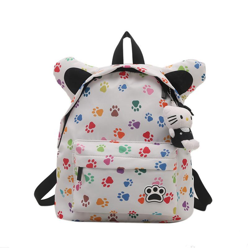 Cute Cat Paws Print Student Backpack With Laptop Pocket For School And Leisure