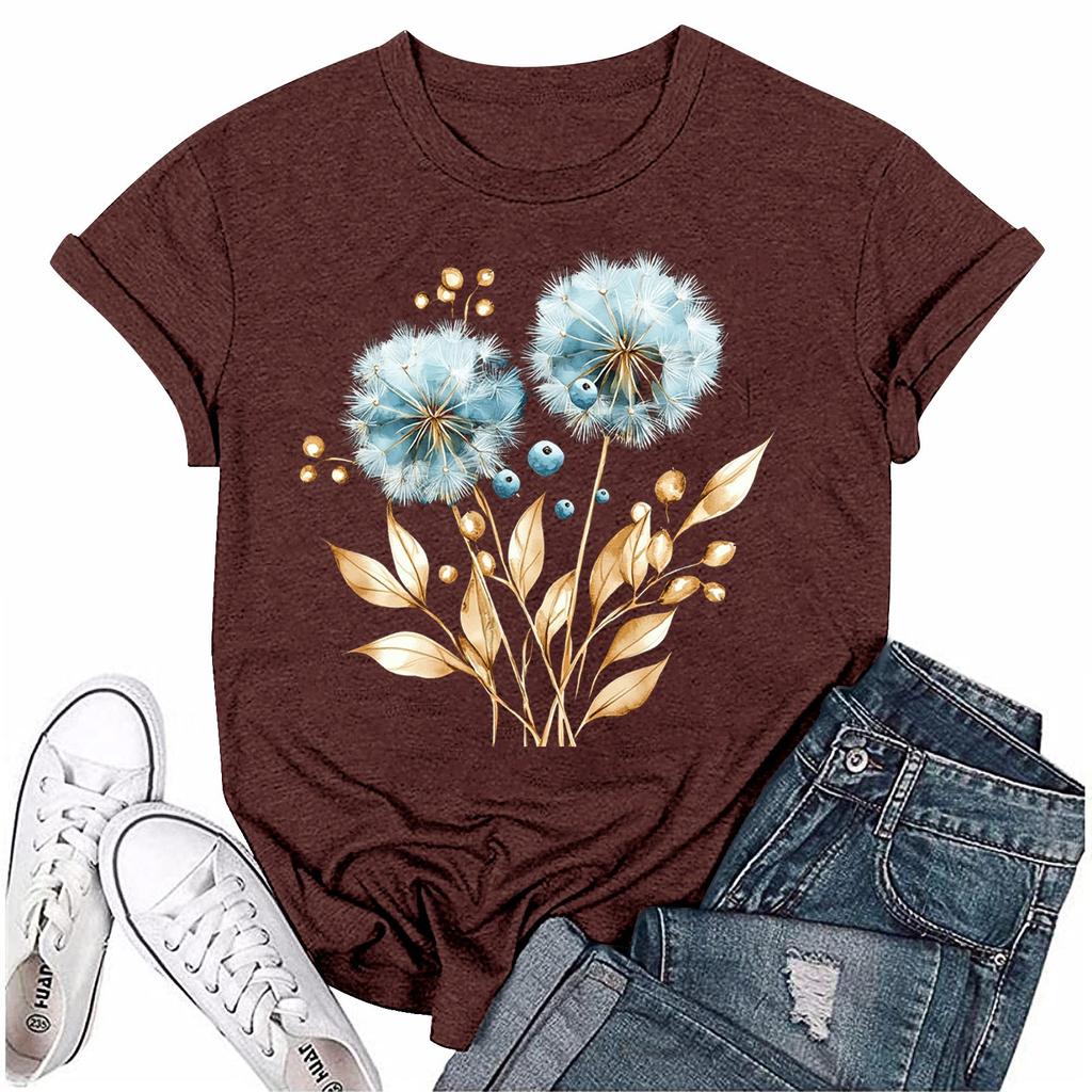 Женская мода с принтом, круглым вырезом, коротким рукавом, футболка, пуловер, топ