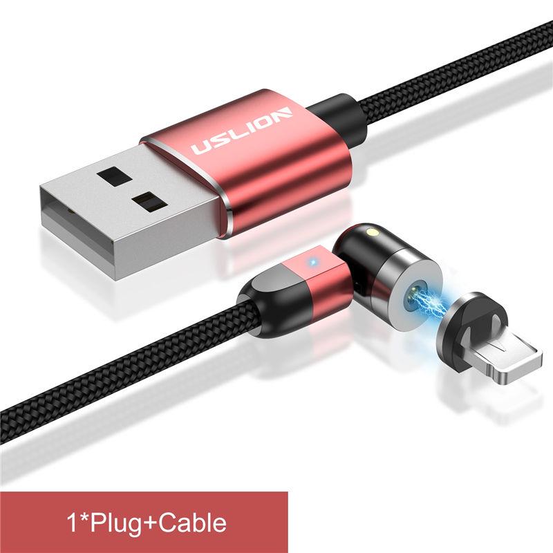 USLION Магнитный кабель Светодиодный нейлоновый кабель Micro USB Type C Зарядное устройство для Iphone USB-C Магнитный шнур Type-C
