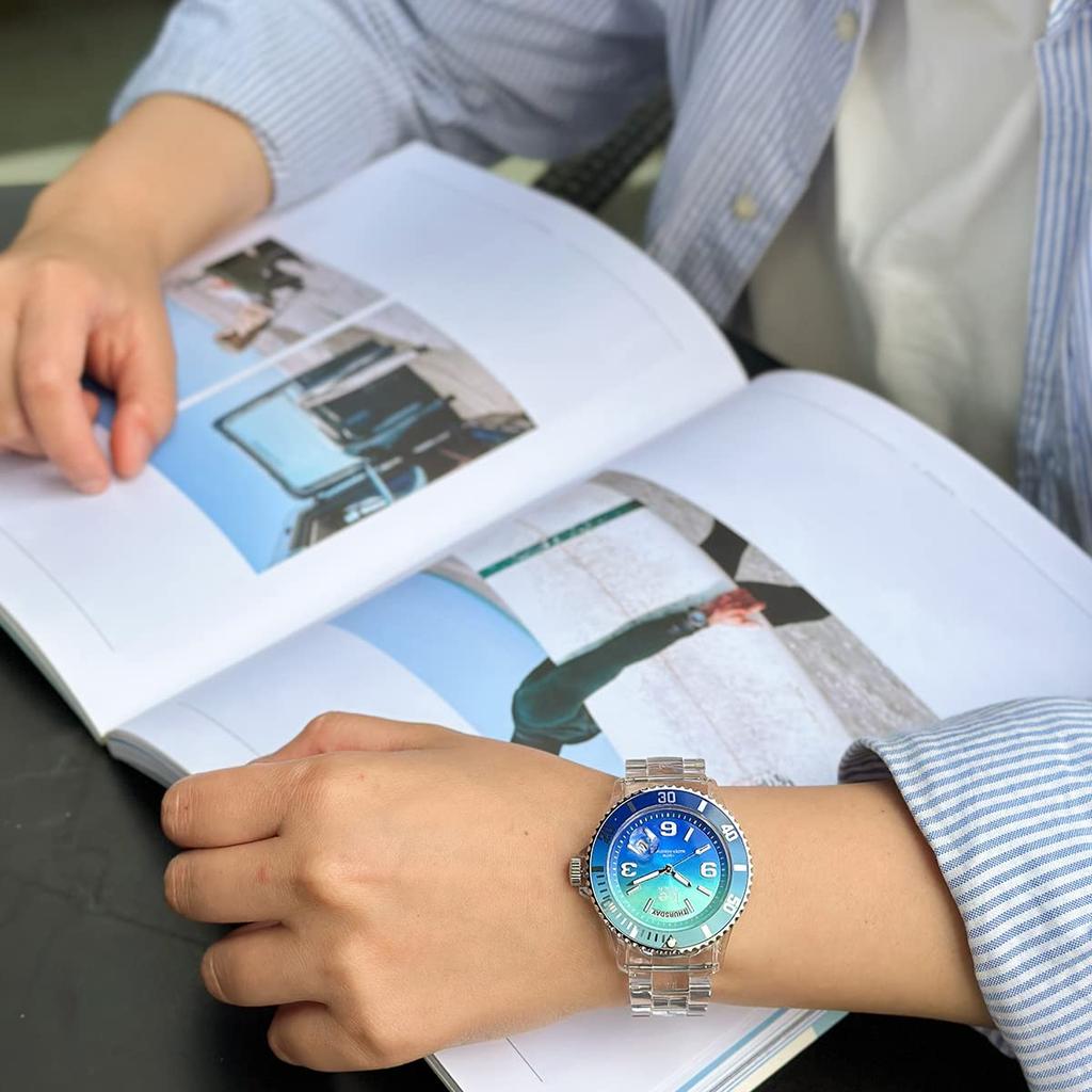 Авторизованный дистрибьютор Часы Ice watch 021435 Ice clear sunset прозрачные бирюзовые Medium Day Date [Ice watch] мужские [ICE sunset]