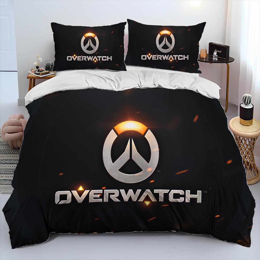 OW Overwatch Игра Геймер DVA Одеяло Комплект постельного белья, Пододеяльник Комплект постельного белья Чехол на одеяло Наволочка, Размер King Queen Комплект постельного белья Детский 3D