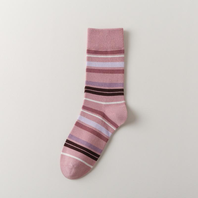 Autumn And Winter Striped Socks Children'S Japanese Retro Contrasting Color Medium Tube Women'S Socks Stacking Socks Sports Women'S Socks