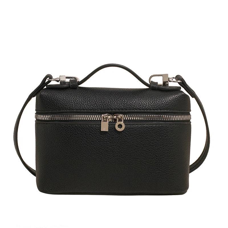 Chic Lychee Grain Women Lunch Tote Bag Insulated Shoulder Crossbody Handheld Bag for Commute Office Food Storage