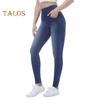 High-Waist Denim Pants with Pockets Elastic Waistband Slim Fit Long Trousers Solid Color Women Skinny Jeans