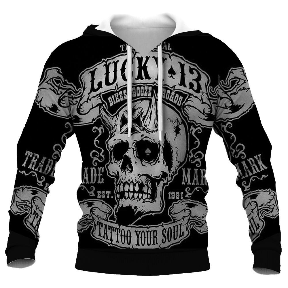 2023 New Fashion Autumn Men's Skull Hoodies 3D Printed Men Streetwear Pullover Tops Long Sleeve Sweatshirts Fashion Sweatshirt