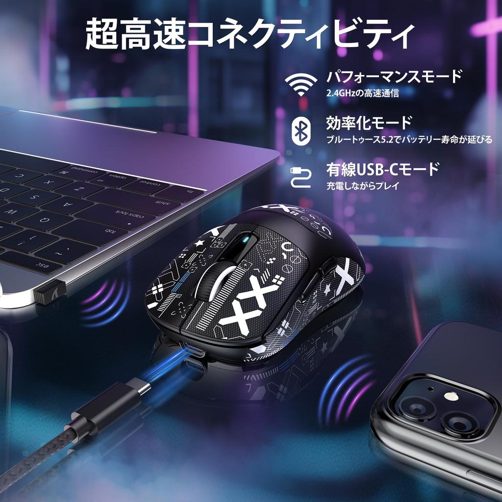 SHARK X3Max Gaming Lightweight PAW3950 42000 DPI Cloud Driver New Fast Click 100 Million Click Ergonomic FPS Gaming Black with A.JAZZxATTACK Mouse,