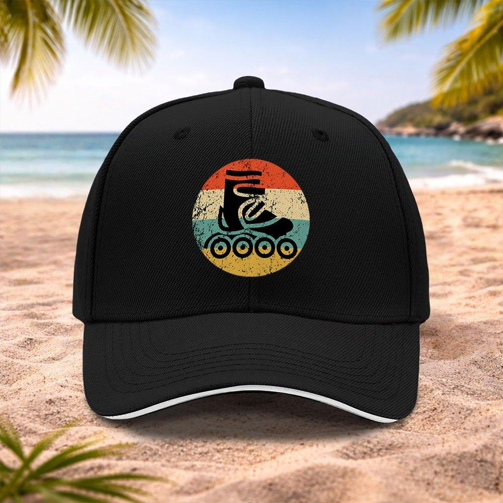 Vintage Roller Skate Cap  Adjustable Unisex Baseball Hat for Skating Running Fitness Outdoor Sports Machine Washable