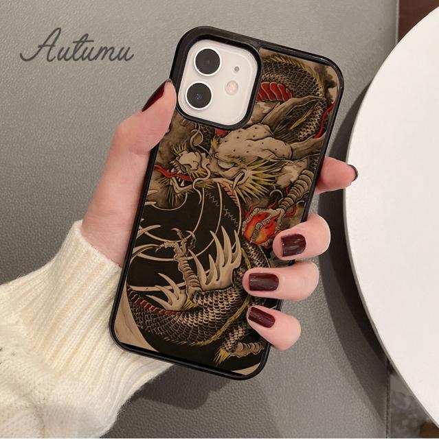 Мягкий чехол для телефона с татуировкой дракона для iPhone 11 12 13 14 Pro Max mini X XR XS SE 2020 6S 7 8 Plus Samsung Galaxy S21 S22