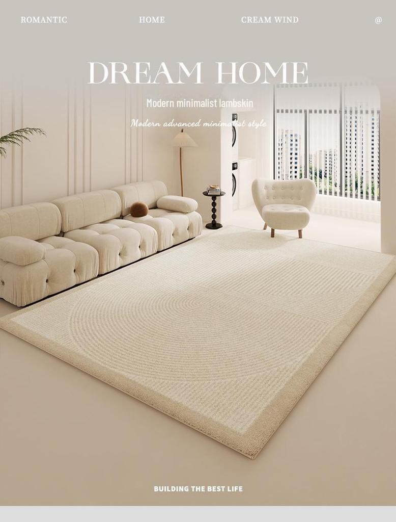 2024 Современный кремовый ковер с длинным ворсом для прикроватной тумбочки и гостиной