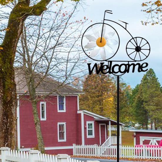 Садовая ветряная мельница, железная вертушка в стиле велосипеда с приветственным знаком, стойка для уличной ветряной мельницы