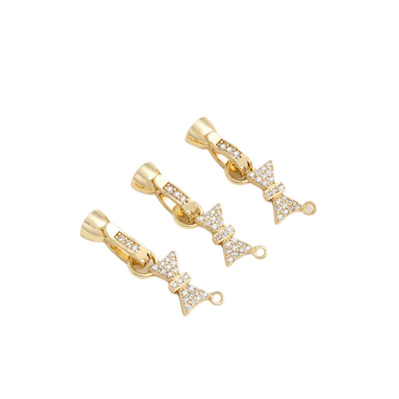 Замок-бант из позолоченного золота 14 карат с цирконом и жемчугом для самостоятельного изготовления ювелирных изделий, соединитель для ожерелья и браслета