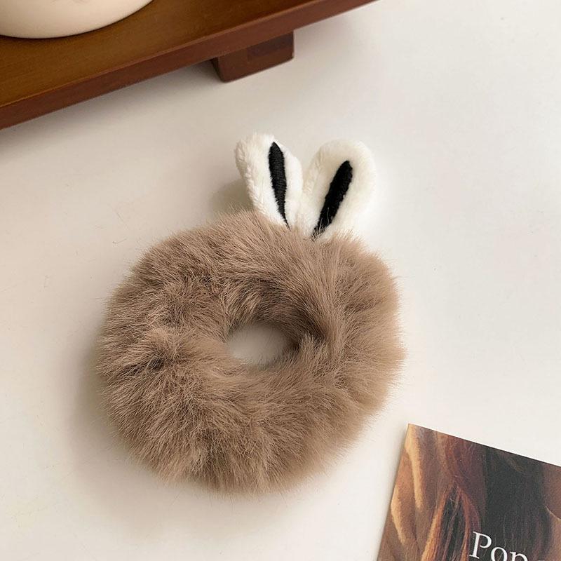 Плюшевая повязка на голову с ушками кролика – мягкий аксессуар для волос в лесном стиле на осень и зиму