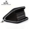 Genuine Leather RFID Accordion Card Holder with Zipper - Multi-Card Slots for Men and Women