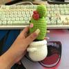 Funny Handmade Knitted Cactus Plants Ornament Home Room Decor Crochet Positive Cactus Doll With Emotional Card Christmas Gift