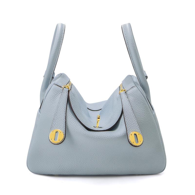 Women Lindy Style Handbag, Retro Rotating Lock Crossbody Shoulder Bag, Multi Pocket Portable Top Handle Purse, Casual Daily Work Travel Leather Bag